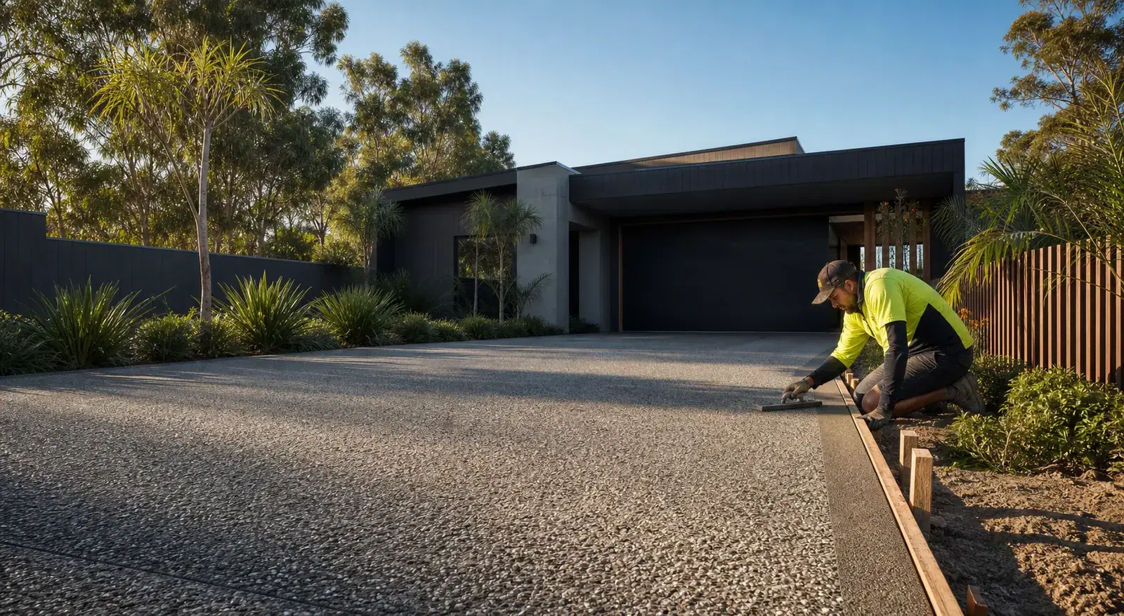 Exposed aggregate driveway completed by Marks Concreting in Brisbane