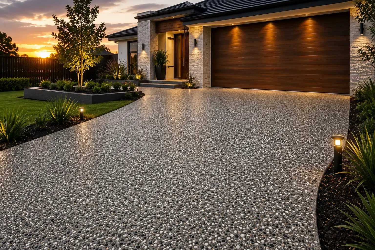 Exposed Aggregate Concreting project example for Logan concreting services